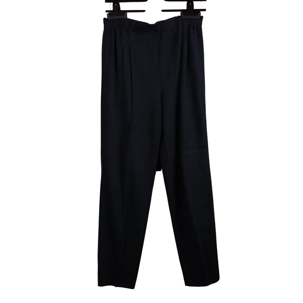 VTG San Remo by Laura Knits Pants Women's S/M Black Pleated High Rise Pull-On